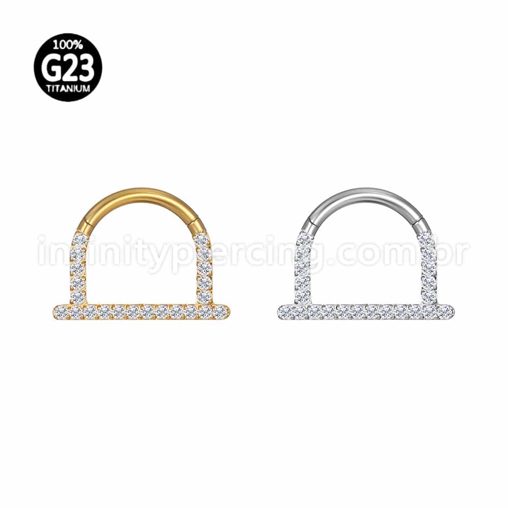 Piercing Meia Argola Titânio Segmento Articulado Zircônia Lateral