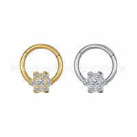 Piercing Argola Aço Cirúrgico Segmento Articulado Flor Zircônia Cravejada