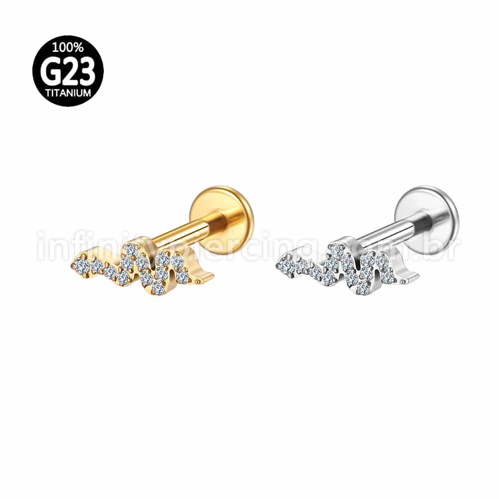 Piercing Labret Titânio Cobra Zircônia Cravejada