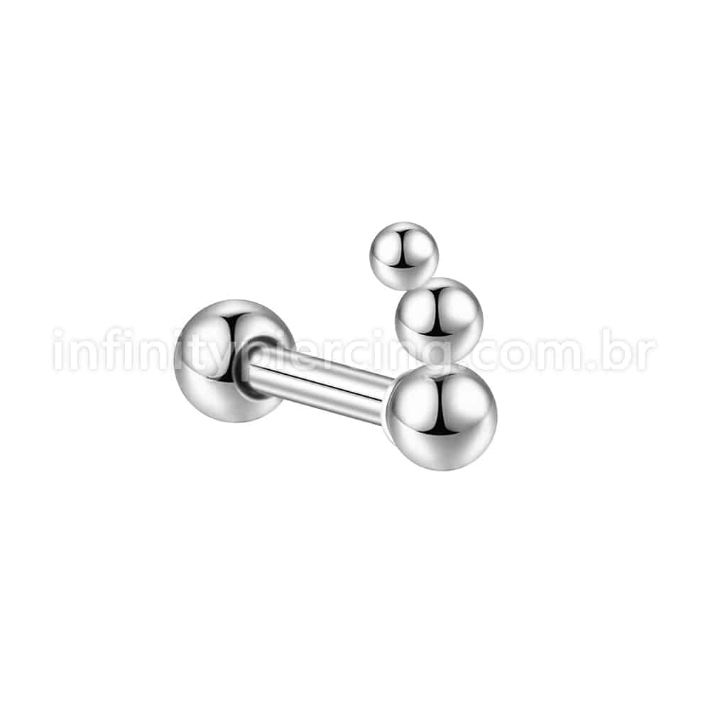 Piercing MiniBarbell Bolinhas Aço Cirúrgico