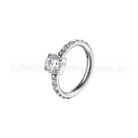 Piercing Argola Segmentada Aço Cirurgico Zircônia Pedra Redonda