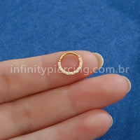 Piercing Argola Titânio Segmento Articulado Detalhes Zircônia Lateral