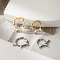 Piercing Argola Titânio Zircônia Cravejada Spike