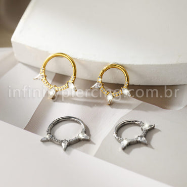 Piercing Argola Titânio Zircônia Cravejada Spike