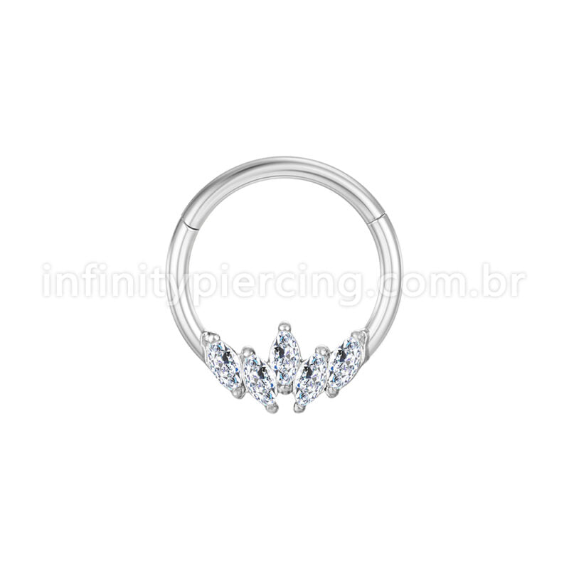 Piercing Argola Aço Cirúrgico Segmento Articulado Zircônia Cravejada