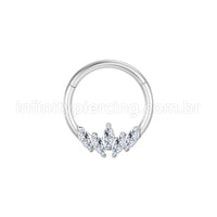 Piercing Argola Aço Cirúrgico Segmento Articulado Zircônia Cravejada
