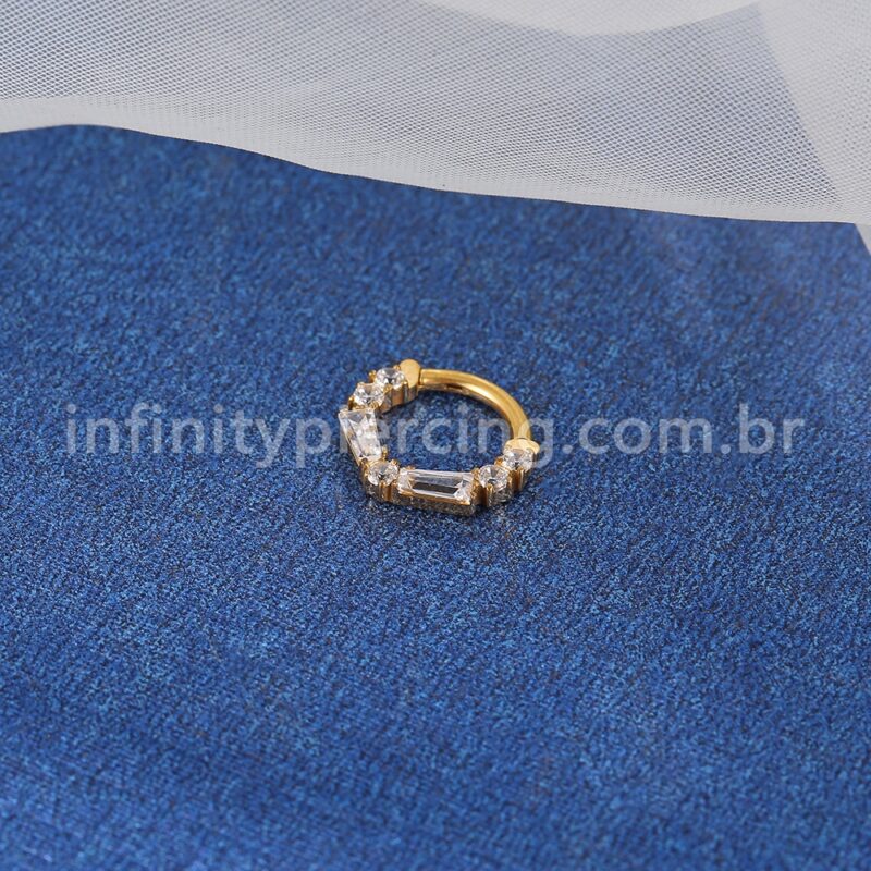 Piercing Argola Titânio Segmento Articulado Zircônia Cravejada