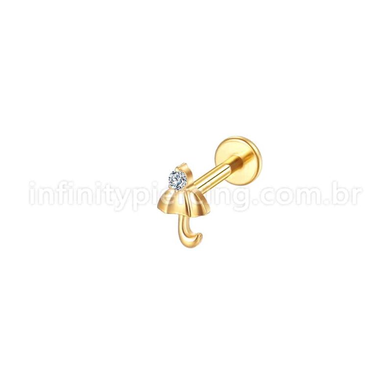 Piercing Labret Aço Cirúrgico Guarda-Chuva Zircônia