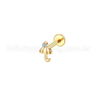 Piercing Labret Aço Cirúrgico Guarda-Chuva Zircônia