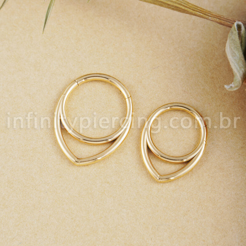 Piercing Argola Modelo V Titânio Segmento Articulado 2 Fileira