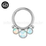 Piercing Argola Segmento Articulado Titânio Indiano Zircônia/Opala