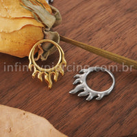 Piercing Argola Titânio Segmento Articulado Detalhe Fogo