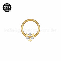 Piercing Argola Titânio Segmento Articulado Estrelas Com Zircônia Cravejada