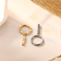 Piercing Argola Titânio Zircônia Frontal Com Pingente Barra