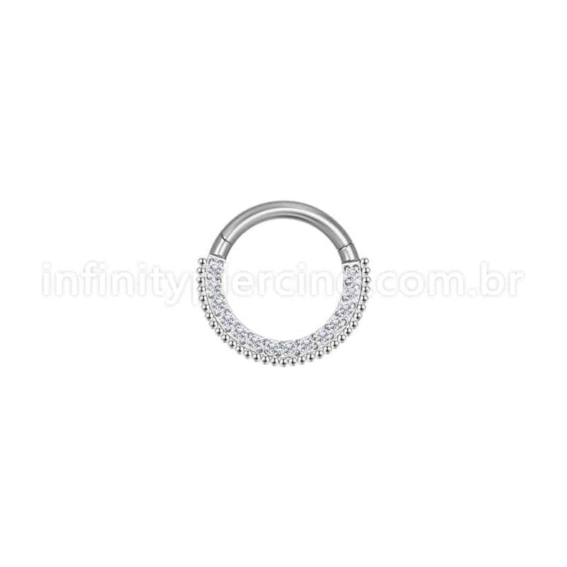 Piercing Argola Segmento Articulado Aço Cirúrgico Indiano Zircônia Lateral