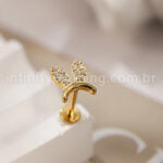 Piercing Labret Titânio Orelhinhas Zircônia Cravejada