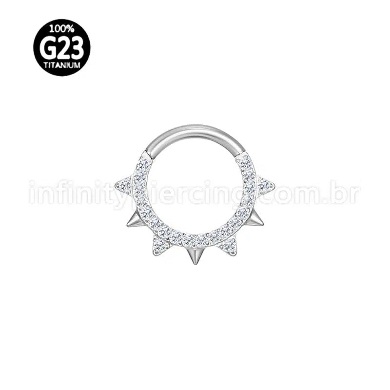 Piercing Argola Titânio Detalhe Frontal Spike