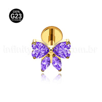 Piercing Labret Titânio Laço Zircônia Cravejada