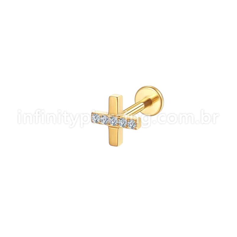 Piercing Labret Aço Cirúrgico X Zircônia Cravejada
