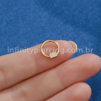 Piercing Argola Titânio Segmento Articulado 6 Zircônias