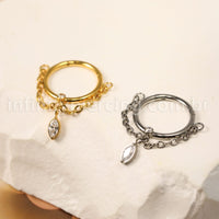 Piercing Argola Titânio Com Corrente Pingente Zircônia Cravejada