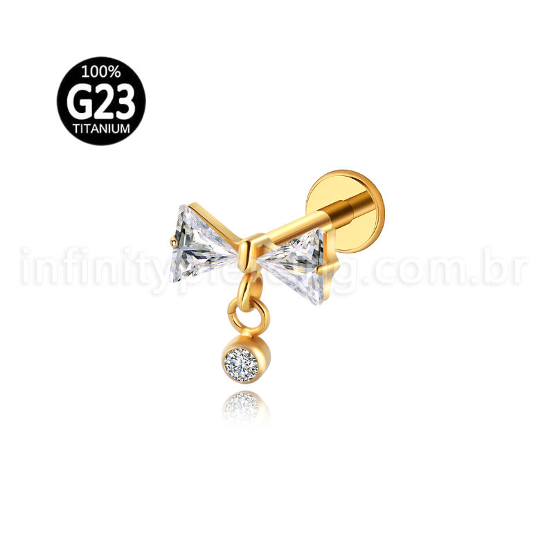 Piercing Labret Titânio Laço Zircônia Cravejada