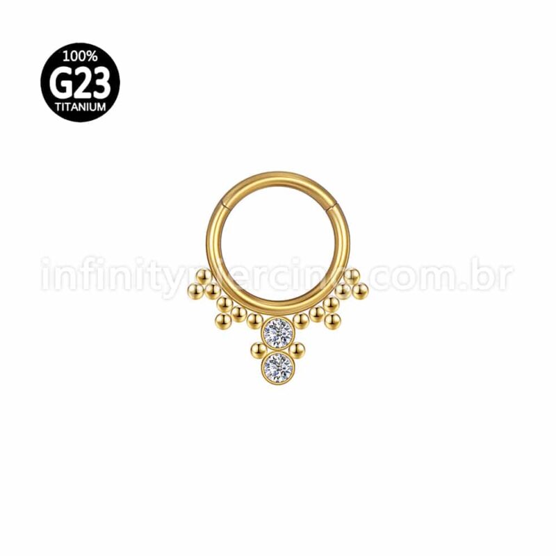 Piercing Argola Titânio Segmento Articulado Indiano Zircônia Cravada
