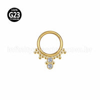 Piercing Argola Titânio Segmento Articulado Indiano Zircônia Cravada