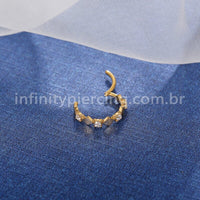 Piercing Argola  Aço Cirúrgico Segmento Articulado Quadrado Zircônia