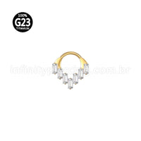 Piercing Argola Titânio Detalhes Retangulares Zircônia Cravejada