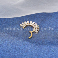 Piercing Argola Aço Cirúrgico Segmento Articulado Zircônia Cravejada
