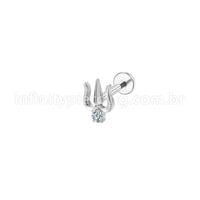 Piercing Labret Aço Cirúrgico Tridente 1 Zircônia