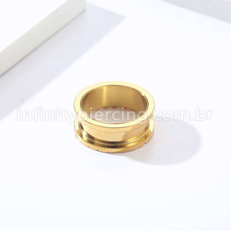 Alargador Aço Cirúrgico Dourado Detalhado