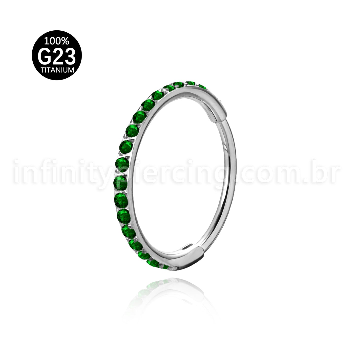 Piercing Argola Segmentada Titânio 1 Fileira Zircônia Cravejada