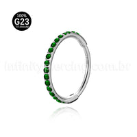 Piercing Argola Segmentada Titânio 1 Fileira Zircônia Cravejada