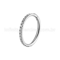 Piercing Argola Segmento Articulado Aço Cirurgico Zircônia Cravejada Lateral