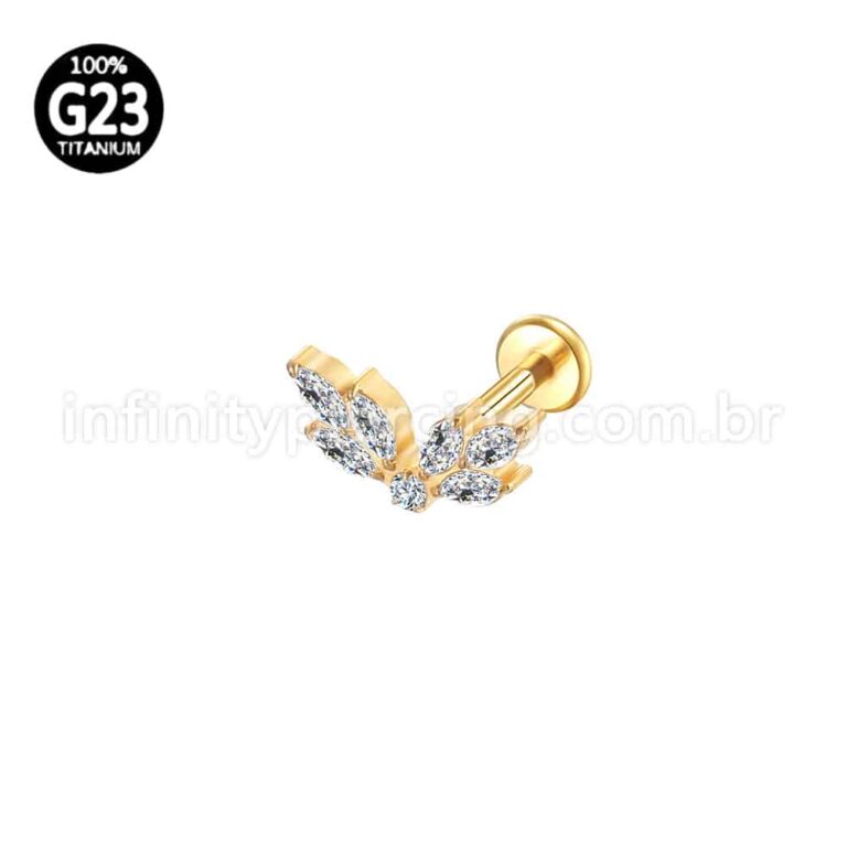 Piercing Labret Titânio 7 Pedras Zircônia