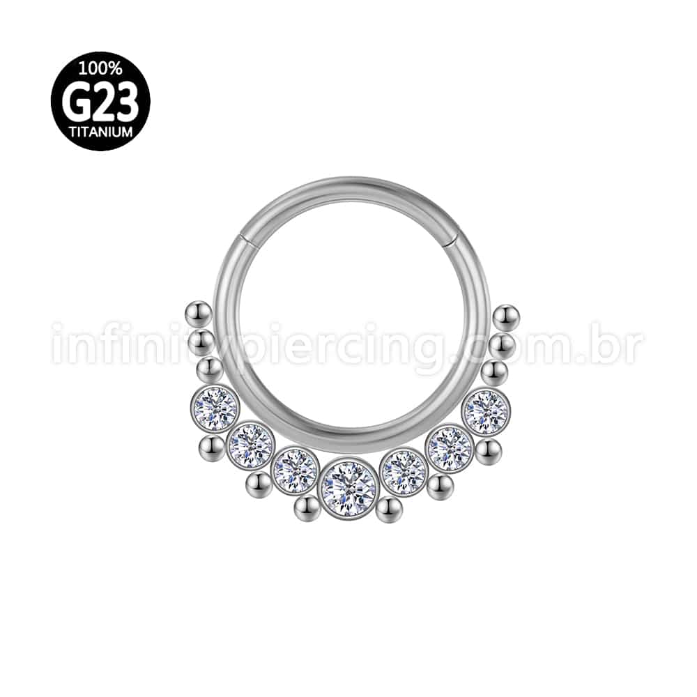 Piercing Argola Titânio Segmento Articulado Indiano Zircônia