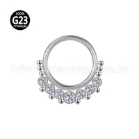 Piercing Argola Titânio Segmento Articulado Indiano Zircônia