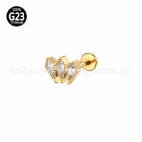 Piercing Labret Titânio Trio Gravatinhas Zircônia