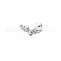 Piercing Labret Aço Cirúrgico Cluster 7 Zircônias
