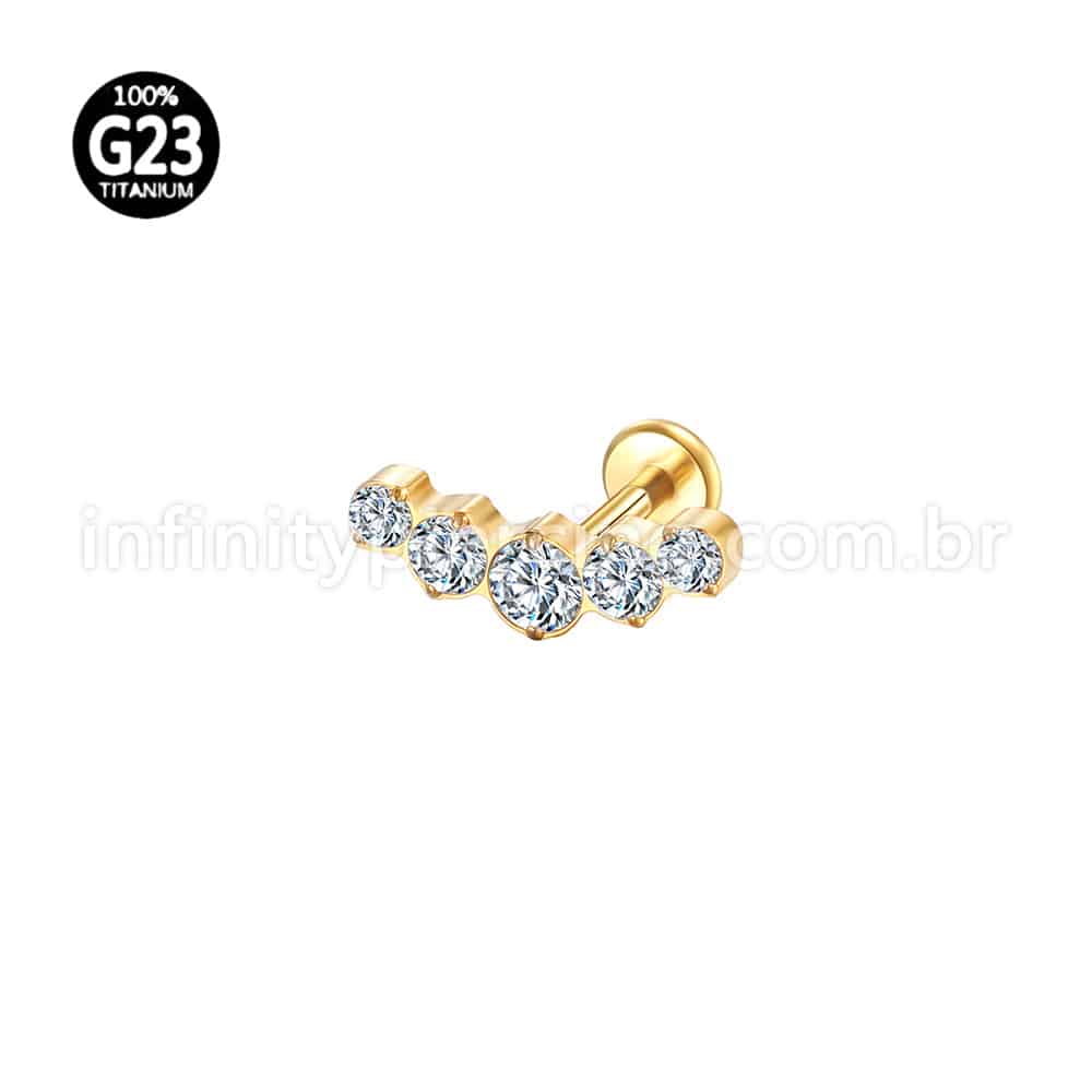 Piercing Labret Titânio Cluster Zircônias Cravejadas