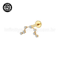 Piercing Labret Titânio 7 Zircônias Cravejada