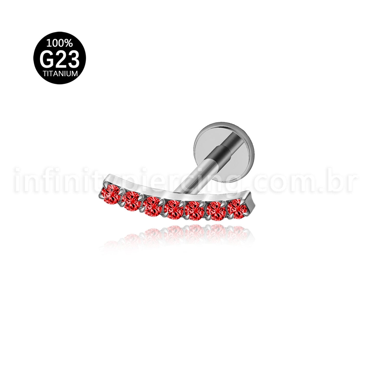 Piercing Labret Titânio Barra Curva Zircônia