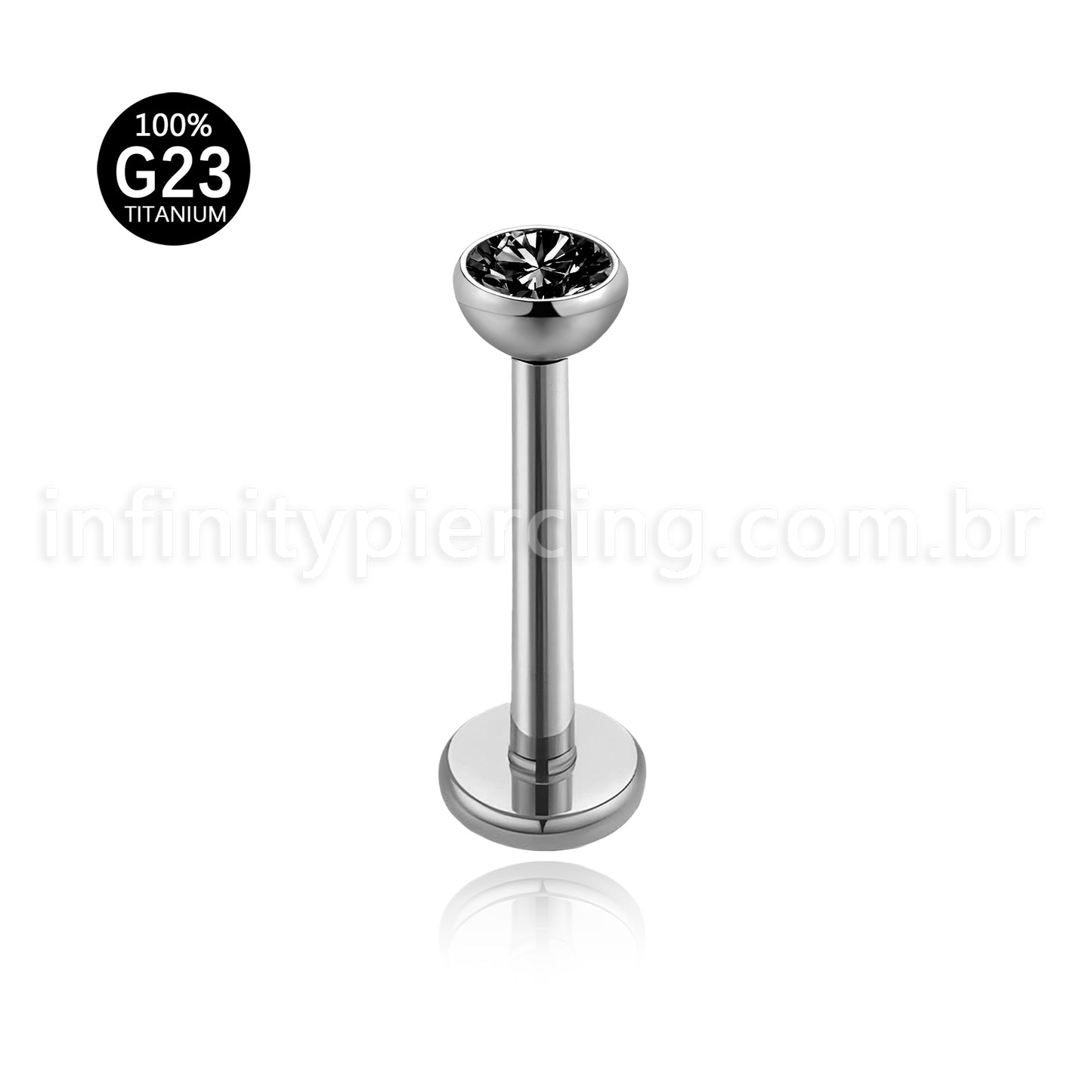 Piercing Labret Titânio Push Pin Zircônia Ponto De Luz Colorida