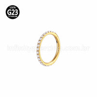 Piercing Argola Titânio Segmento Articulado Perola Cravejada