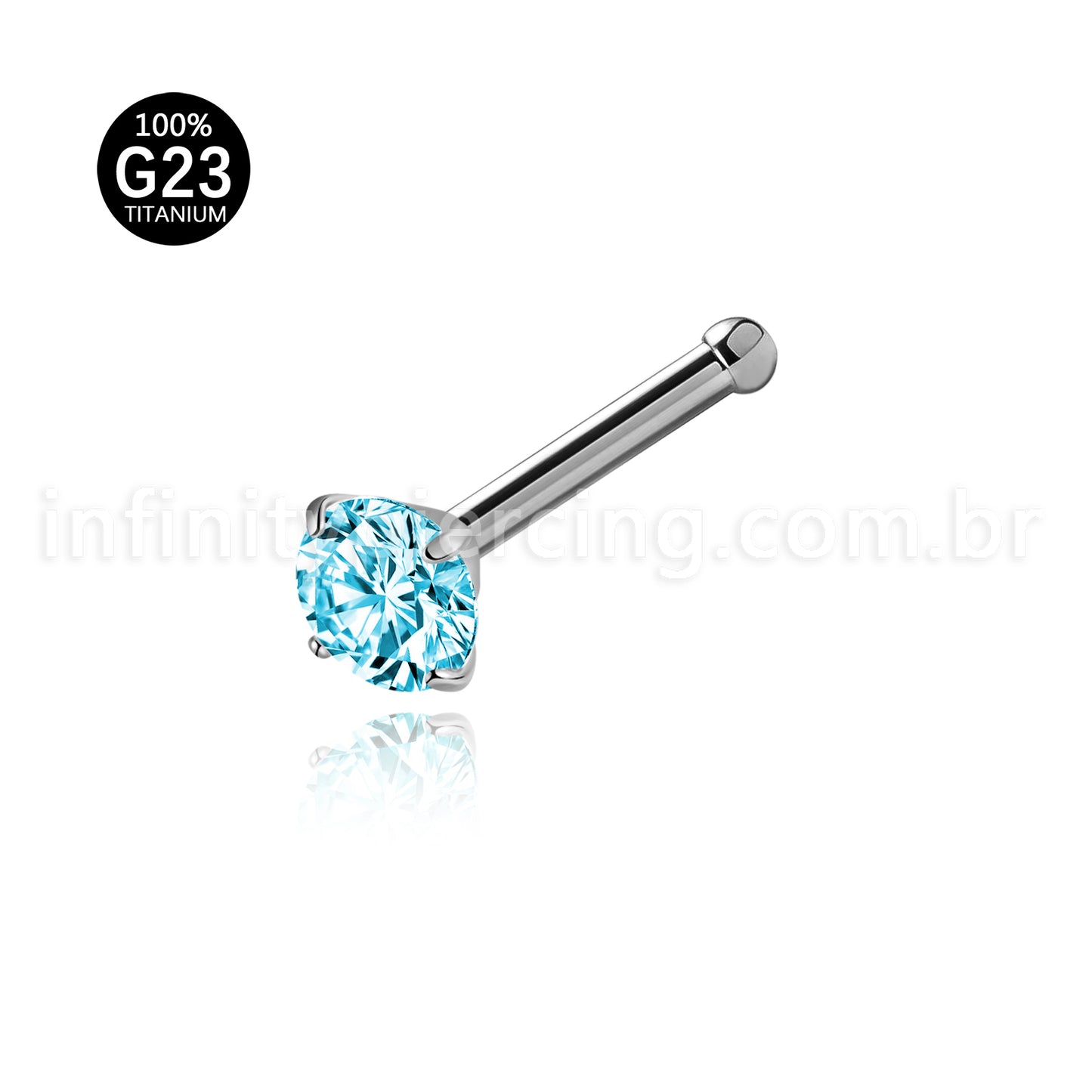 Piercing Nostril Reto Titânio Zircônia Redonda