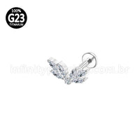Piercing Labret Titânio 7 Pedras Zircônia