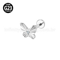 Piercing Labret Titânio Borboleta