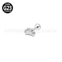 Piercing Labret Titânio Coroa Zircônia